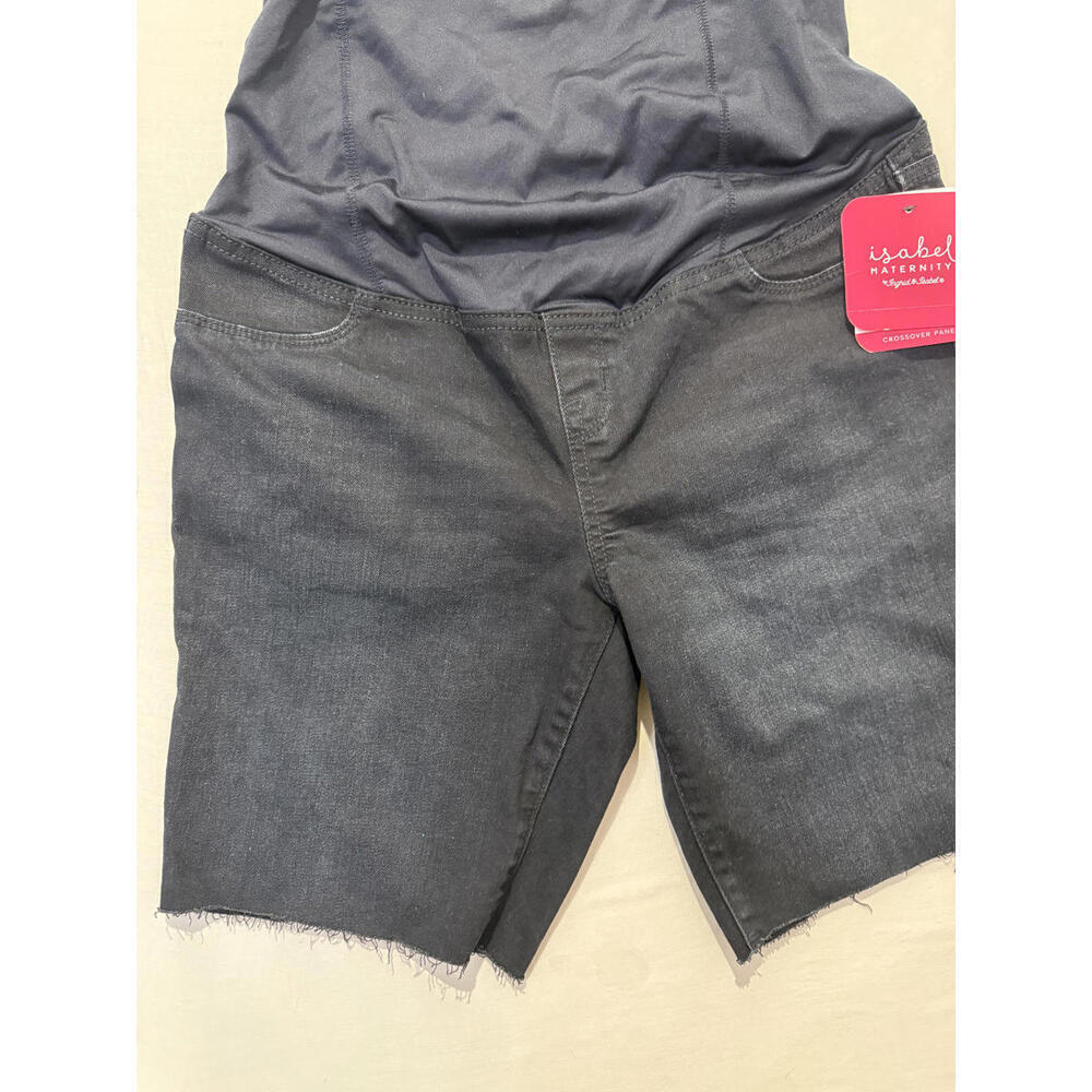 Isabel Maternity Black Crossover Panel Denim Black Shorts Size 8 NWT [COPY] - Picture 2 of 8